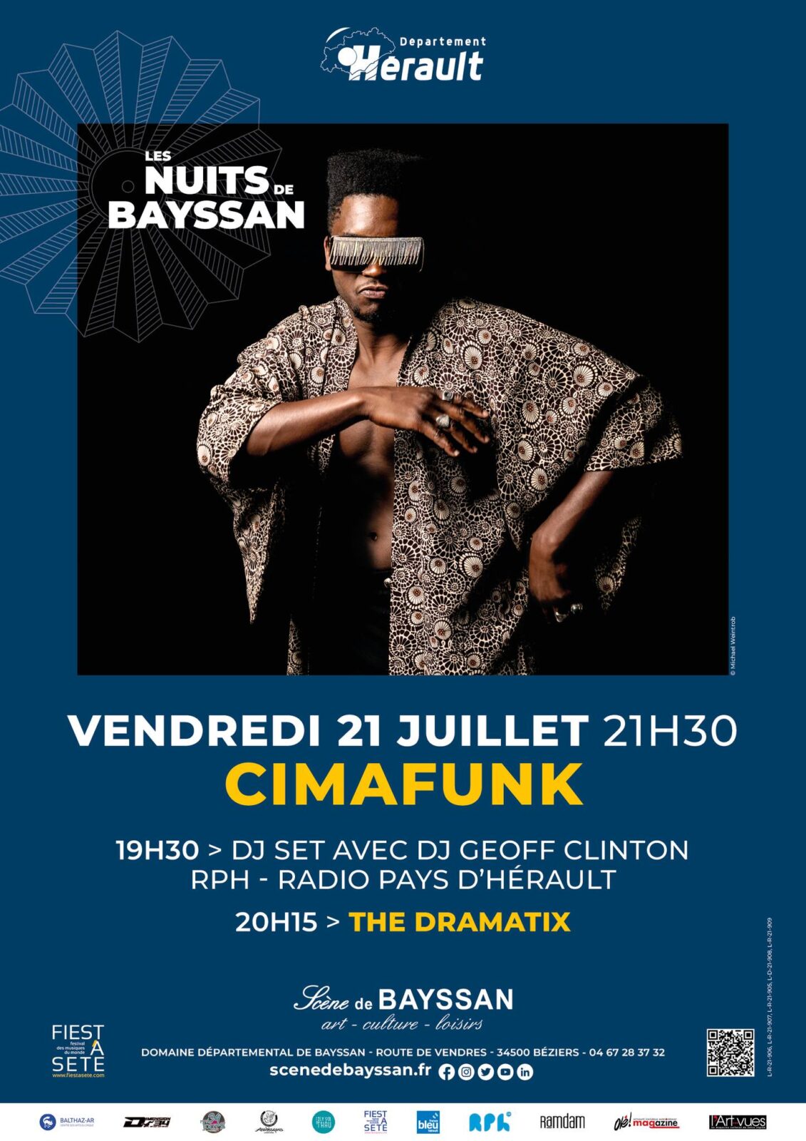 Before et after du concert de Cimafunk à la Scène de Bayssan, Béziers, Hérault (21 juillet 2023)